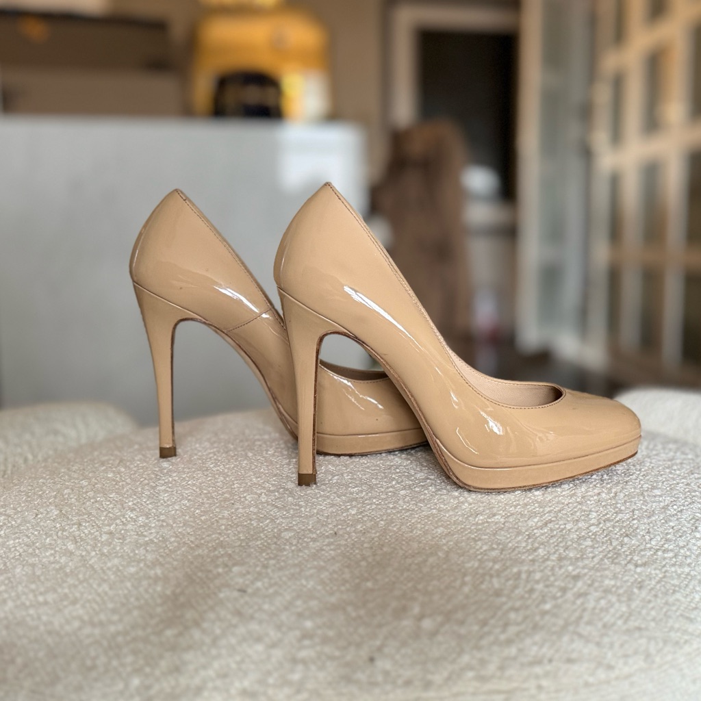 L.K. Bennett Beige Patent Heels
